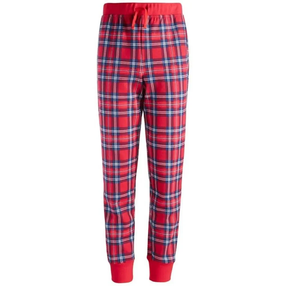 Charter Club Kids Jogger Pants Cardinal Holiday Plaid NWT Boy Girl Size 4-5